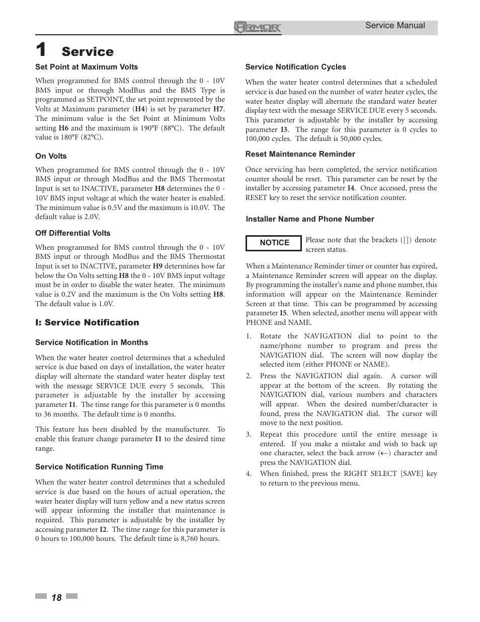 Service | Lochinvar ARMOR 151 - 801 User Manual | Page 18 / 40