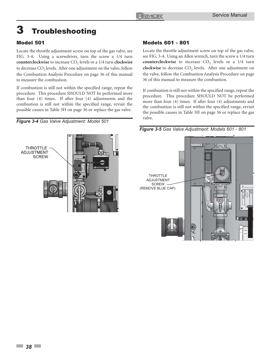 Troubleshooting | Lochinvar ARMOR 151 - 801 User Manual | Page 38 / 40
