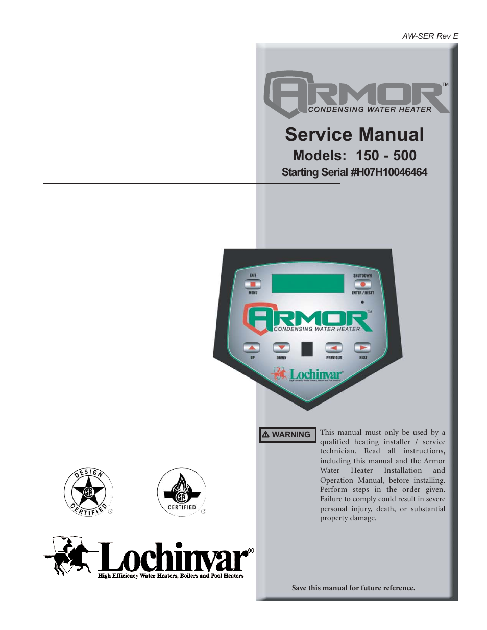 Lochinvar Armor 150 - 500 User Manual | 36 pages