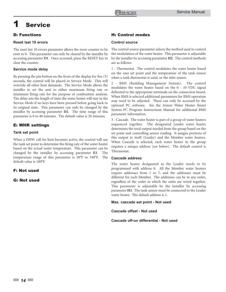 Service | Lochinvar Armor 150 - 500 User Manual | Page 14 / 36