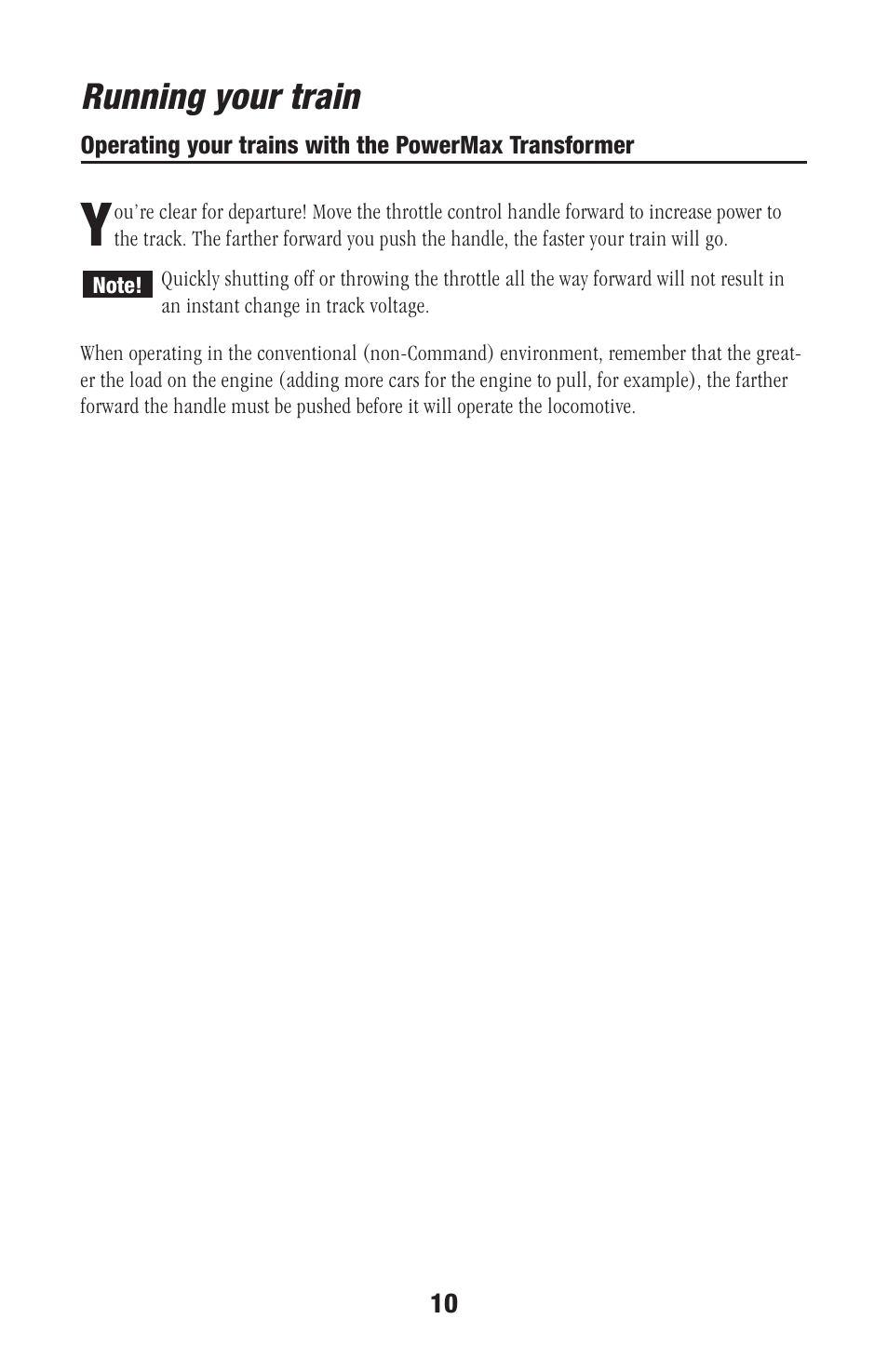 Running your train | Lionel Trains 73-0020-250 User Manual | Page 10 / 24