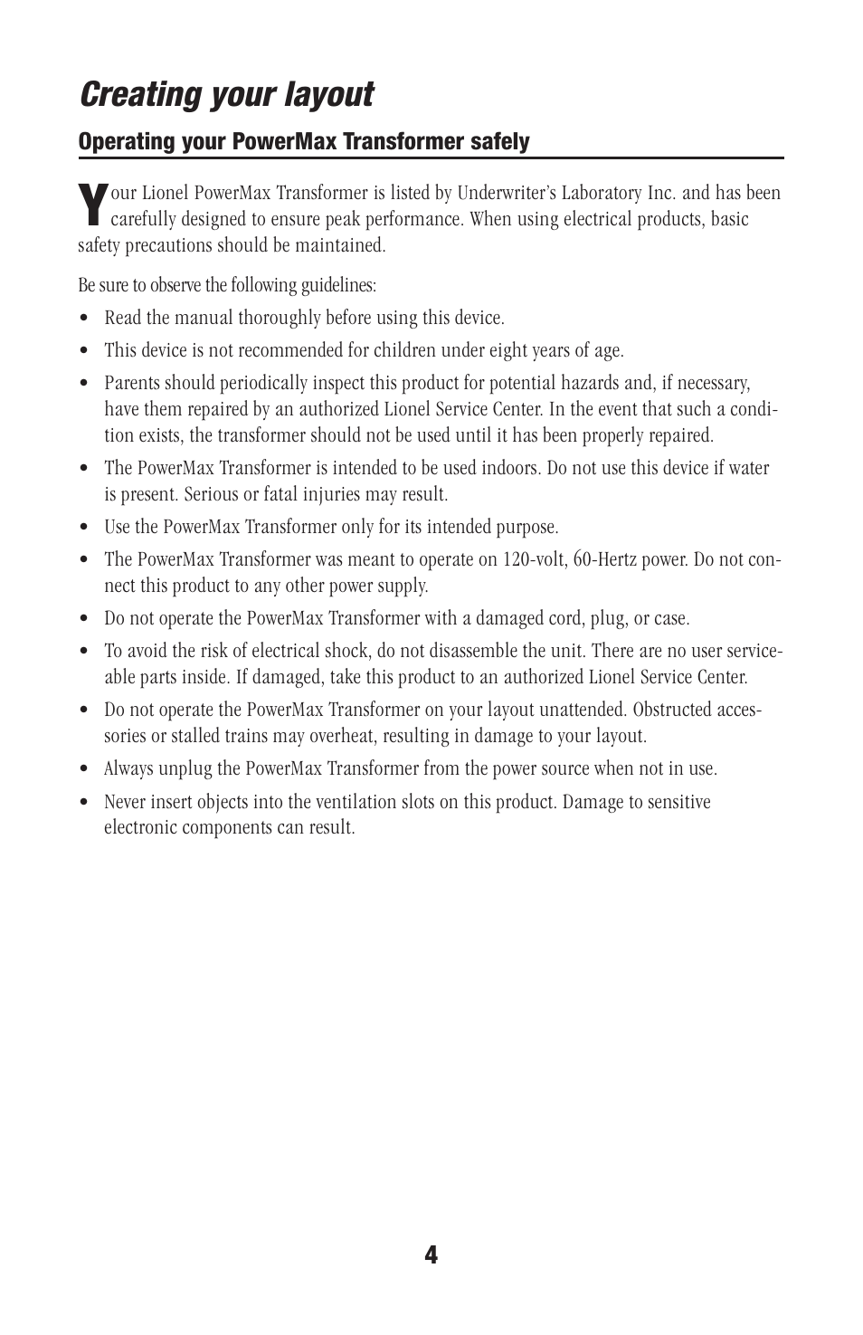 Creating your layout | Lionel Trains 73-0020-250 User Manual | Page 4 / 24