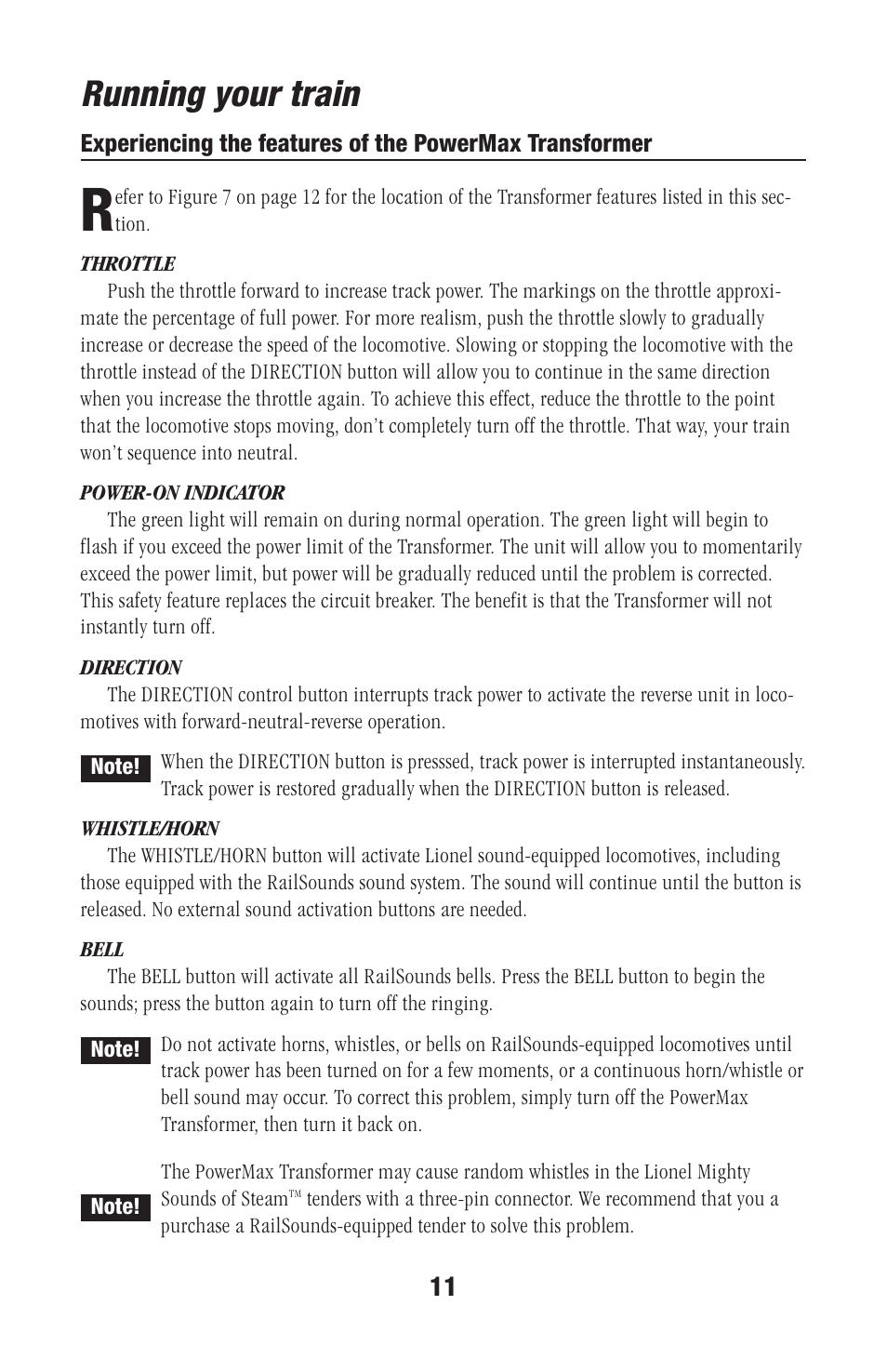 Running your train | Lionel Trains Baby Toy User Manual | Page 11 / 20