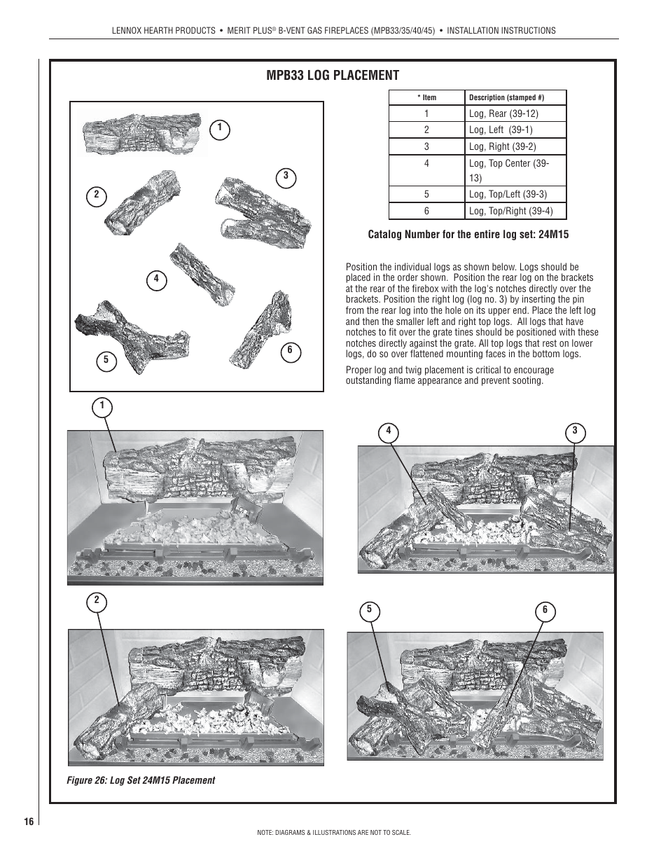 Mpb33 log placement | Lennox International Inc. MERIT PLUS MPB3530CNM-B User Manual | Page 16 / 26