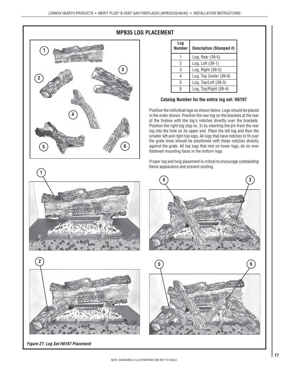 Mpb35 log placement | Lennox International Inc. MERIT PLUS MPB3530CNM-B User Manual | Page 17 / 26