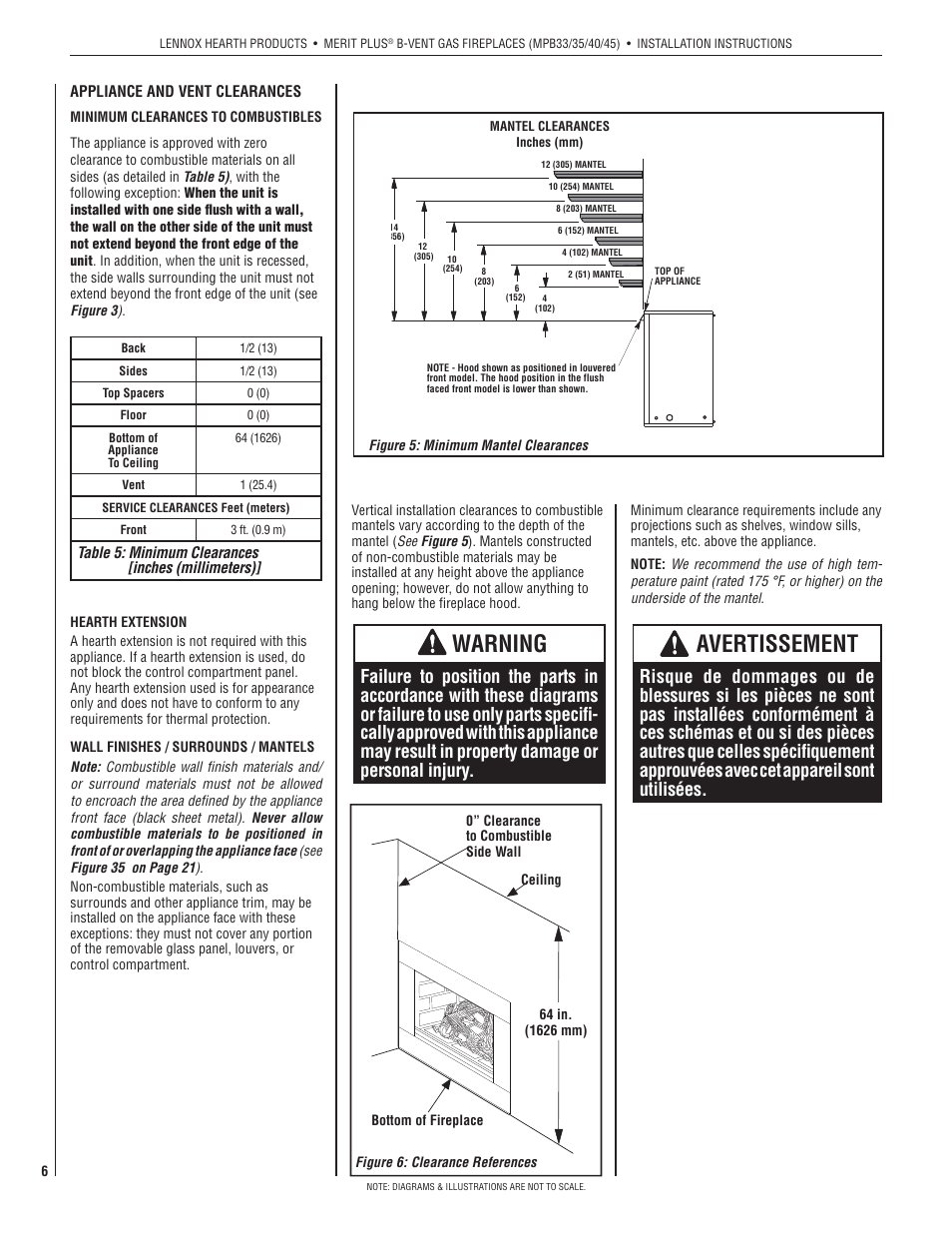 Avertissement, Warning | Lennox International Inc. MERIT PLUS MPB3530CNM-B User Manual | Page 6 / 26