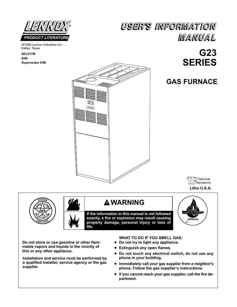 Lennox International Inc. G23 User Manual | 6 pages