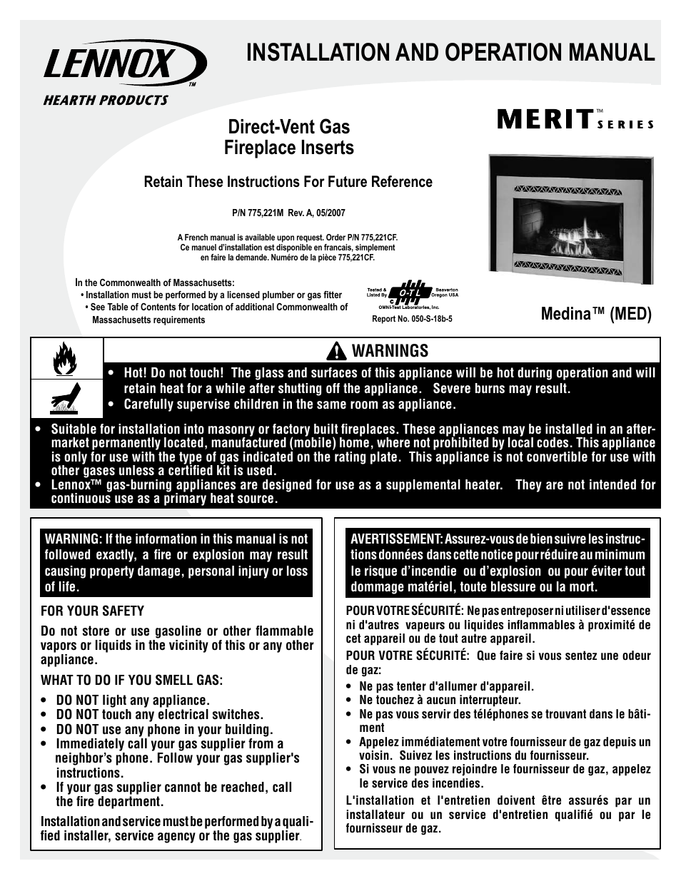 Lennox International Inc. Direct-Vent Gas User Manual | 24 pages