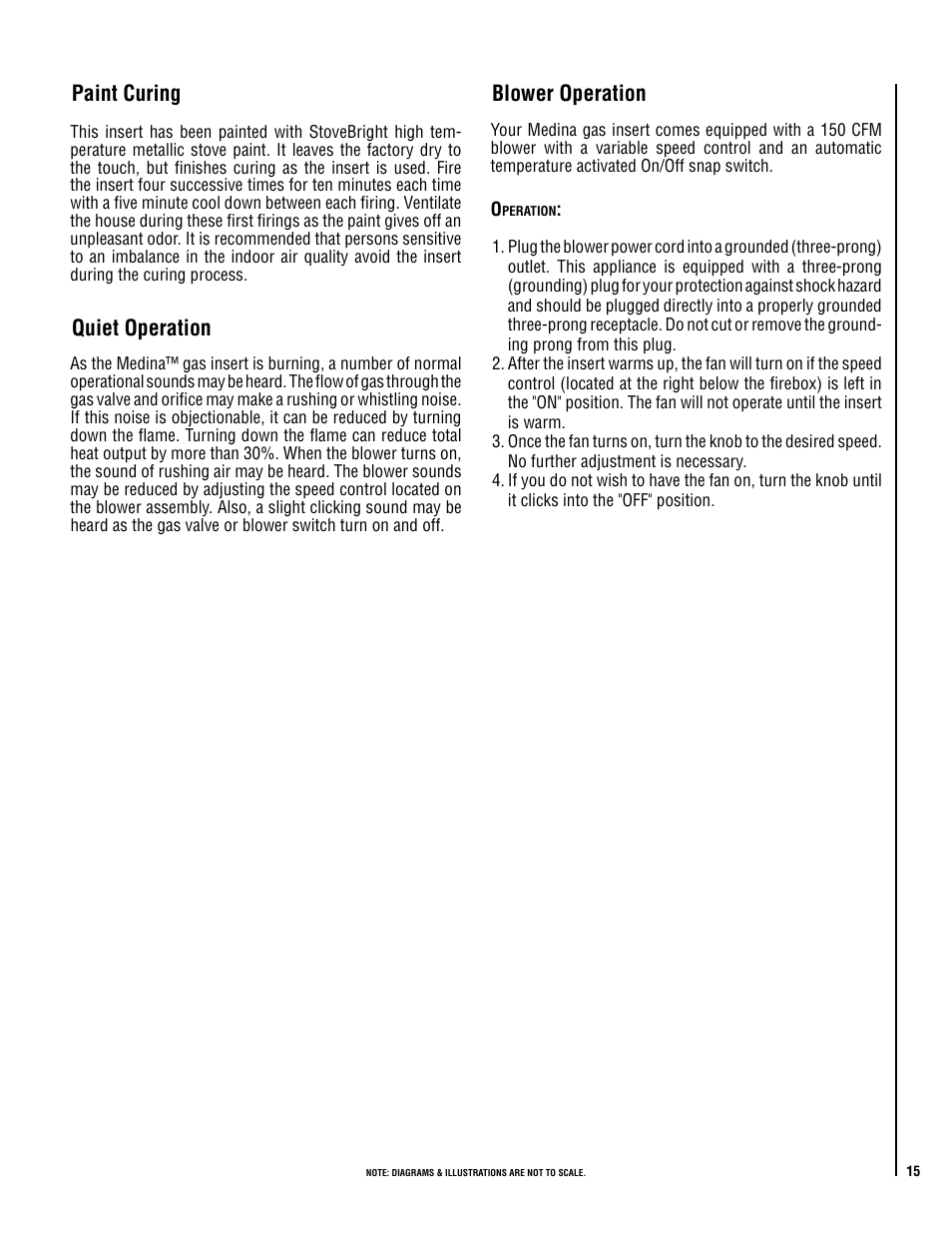 Paint curing, Quiet operation, Blower operation | Lennox International Inc. Direct-Vent Gas User Manual | Page 15 / 24