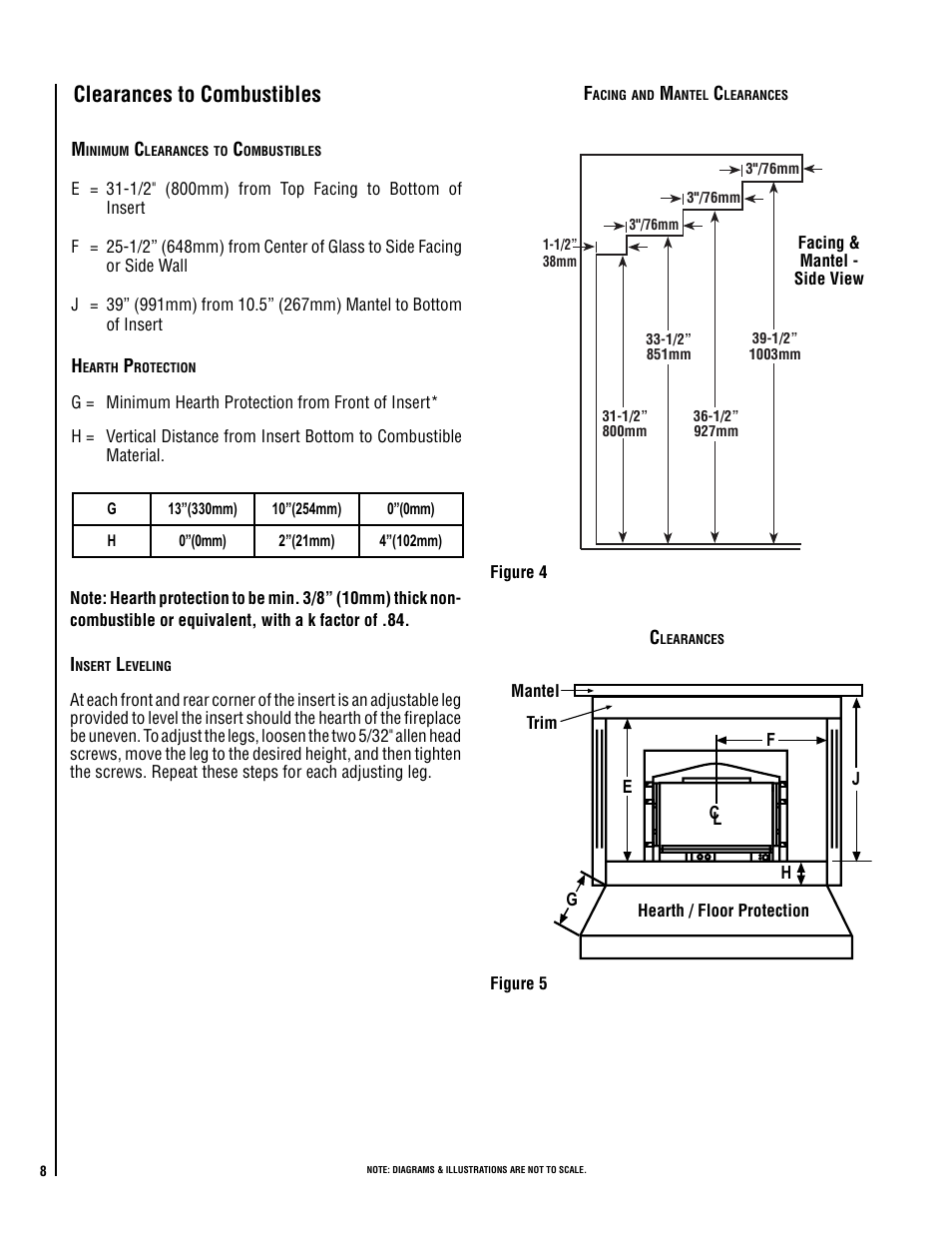 Clearances to combustibles | Lennox International Inc. Direct-Vent Gas User Manual | Page 8 / 24