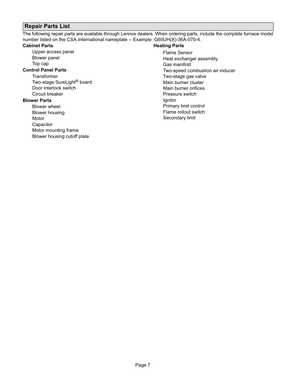 Lennox International Inc. G60UH(X) Series User Manual | Page 7 / 7