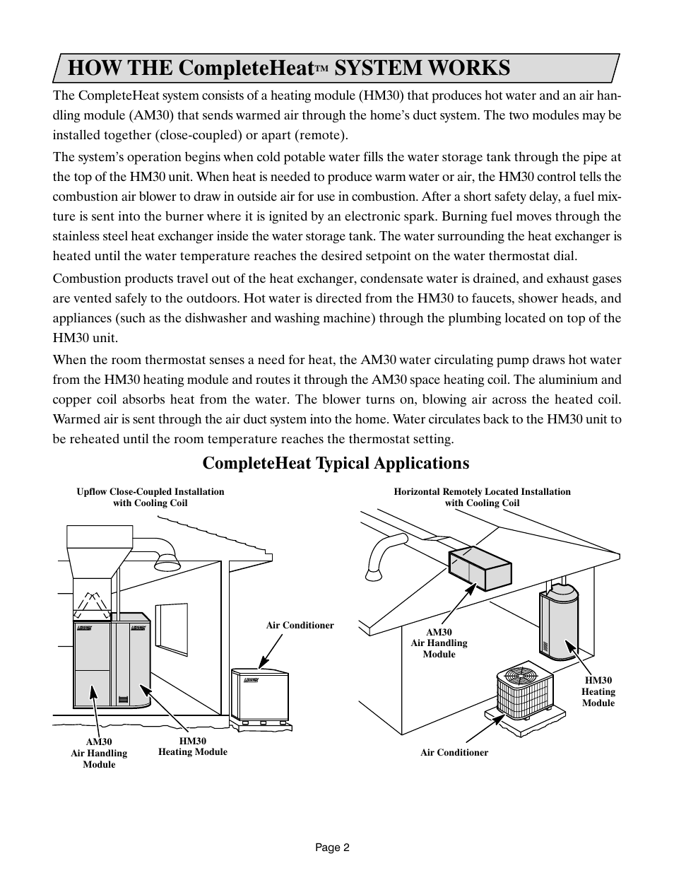 How the completeheat, System works, Completeheat typical applications | Lennox International Inc. Lennox CompleteHeatTM COMBINATION HEATING SYSTEM User Manual | Page 3 / 10