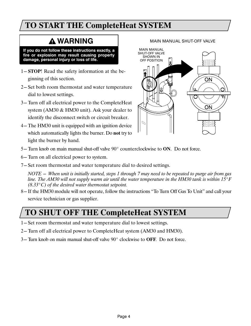 Warning | Lennox International Inc. Lennox CompleteHeatTM COMBINATION HEATING SYSTEM User Manual | Page 5 / 10