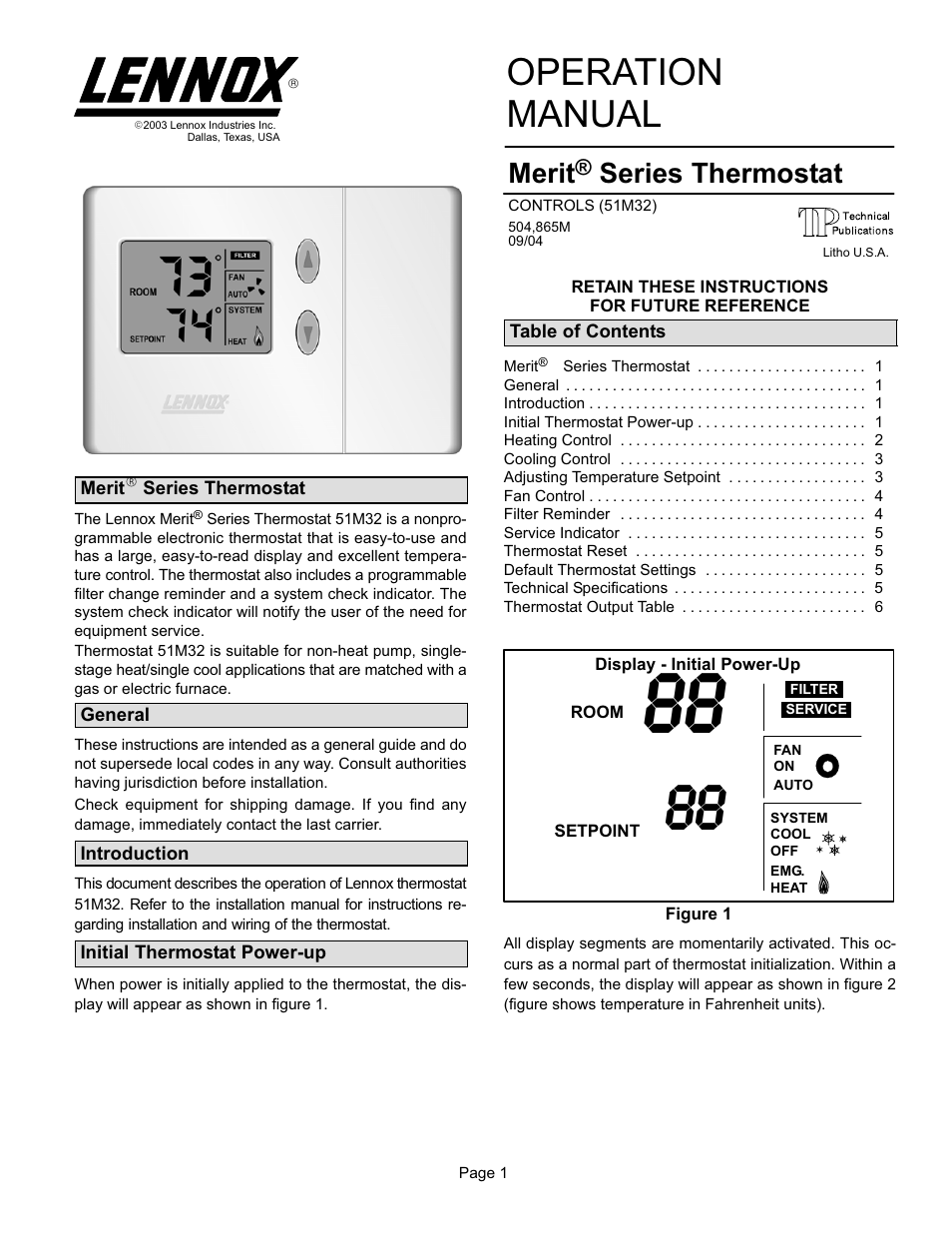 Lennox International Inc. MERIT 51M32 User Manual | 14 pages