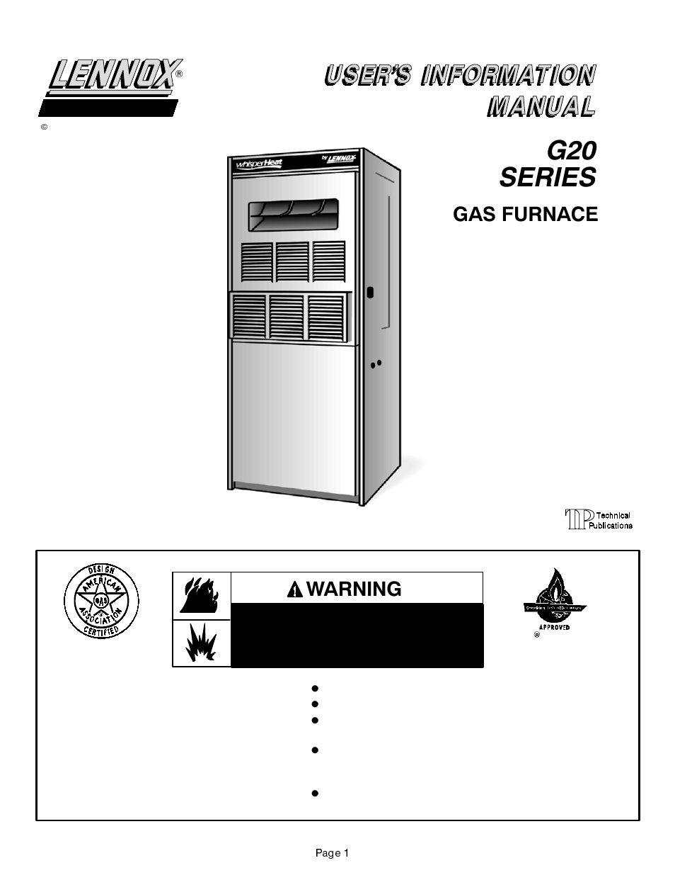 Lennox International Inc. G20 User Manual | 6 pages