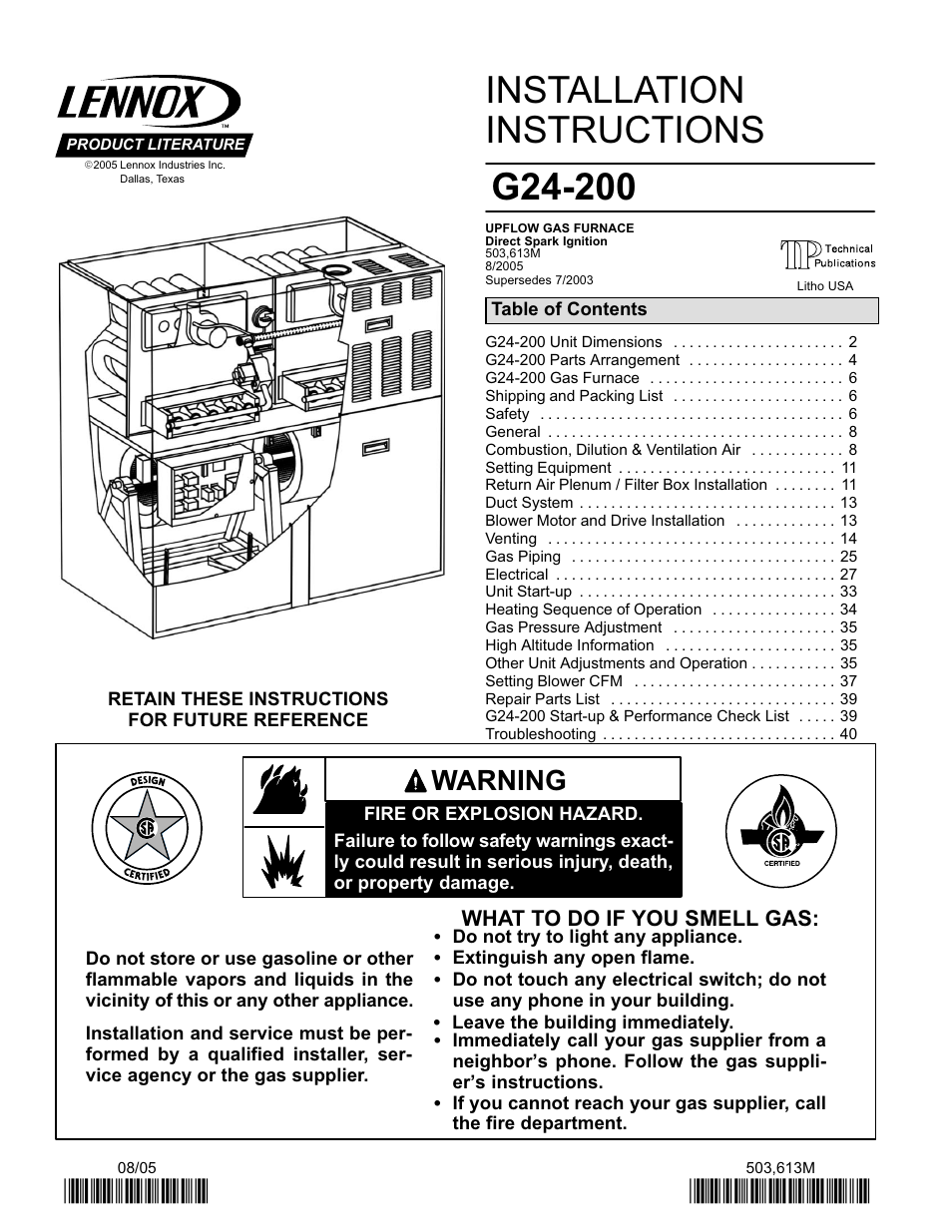 Lennox International Inc. G24-200 User Manual | 44 pages