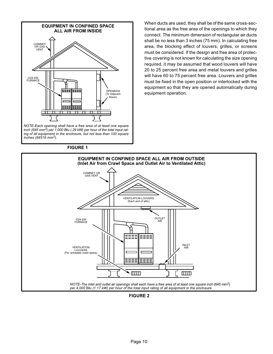 305 mm) of the bottom. see figure 1, Figure 2 | Lennox International Inc. G24-200 User Manual | Page 10 / 44