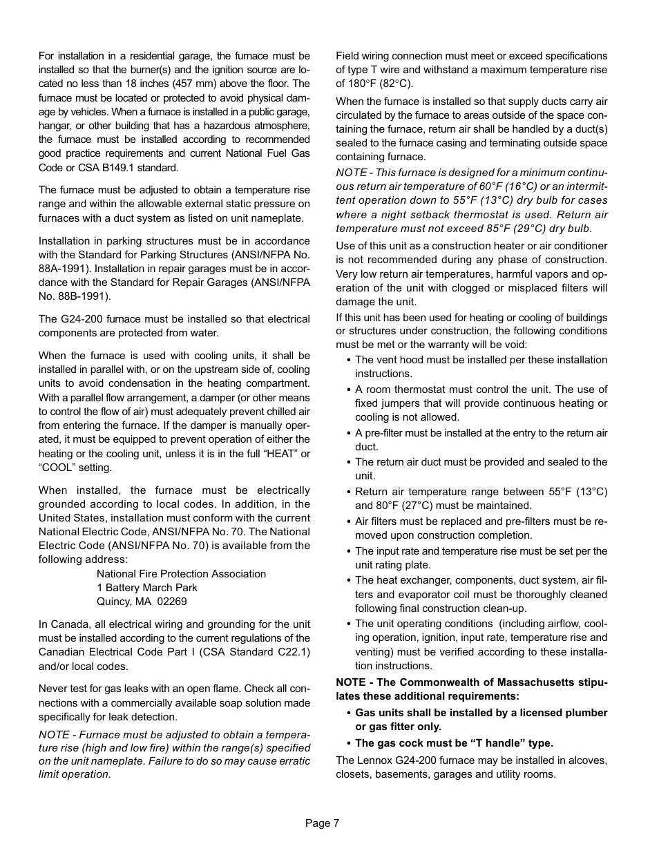 Lennox International Inc. G24-200 User Manual | Page 7 / 44