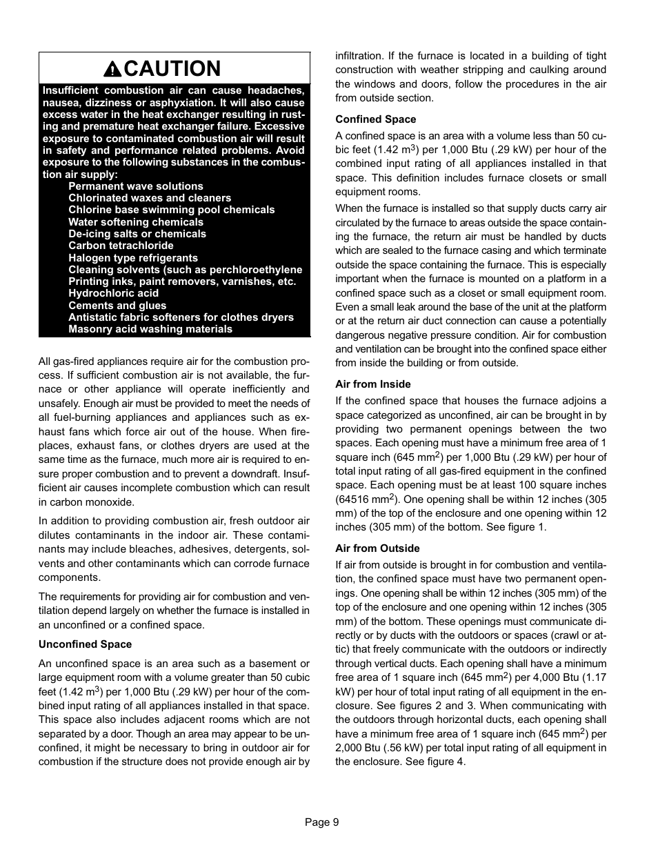 Caution | Lennox International Inc. G24-200 User Manual | Page 9 / 44