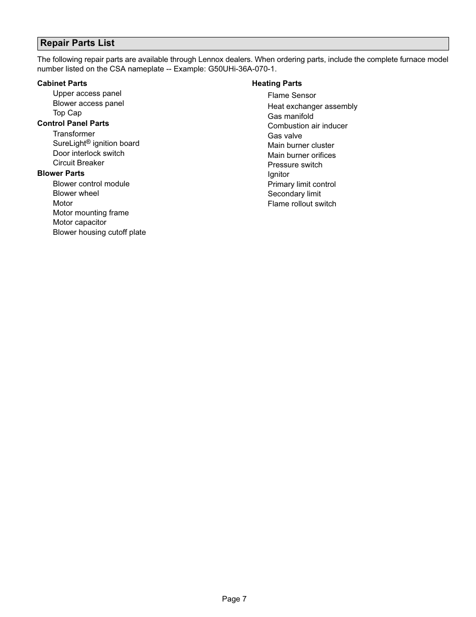 Lennox International Inc. G50UHi User Manual | Page 7 / 7