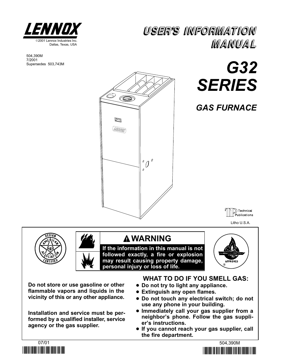 Lennox International Inc. G32 SERIES User Manual | 6 pages