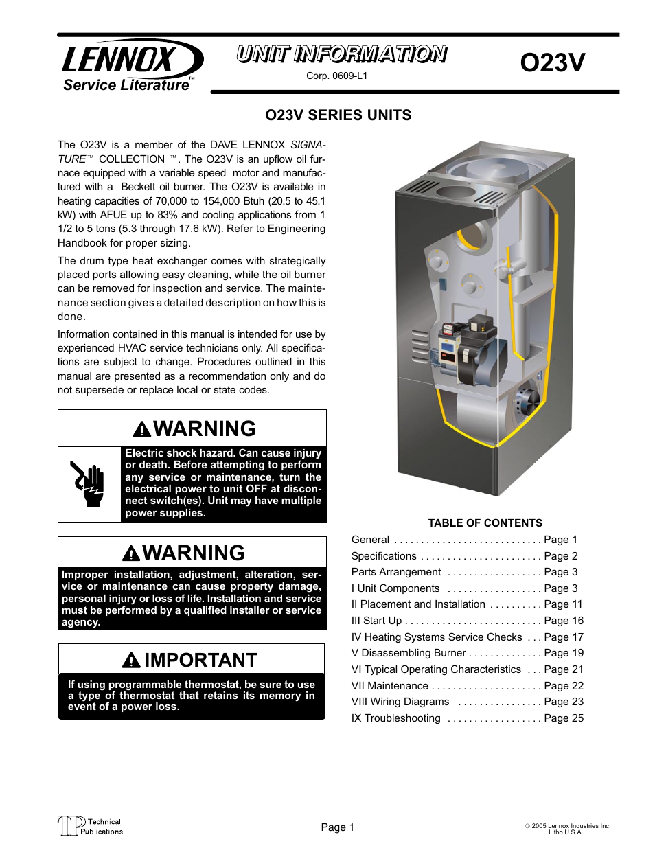 Lennox International Inc. o23v User Manual | 30 pages