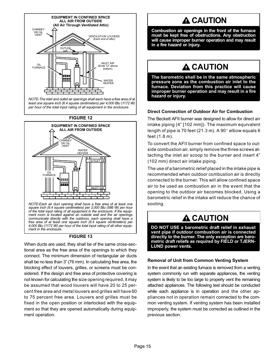 Caution | Lennox International Inc. o23v User Manual | Page 15 / 30