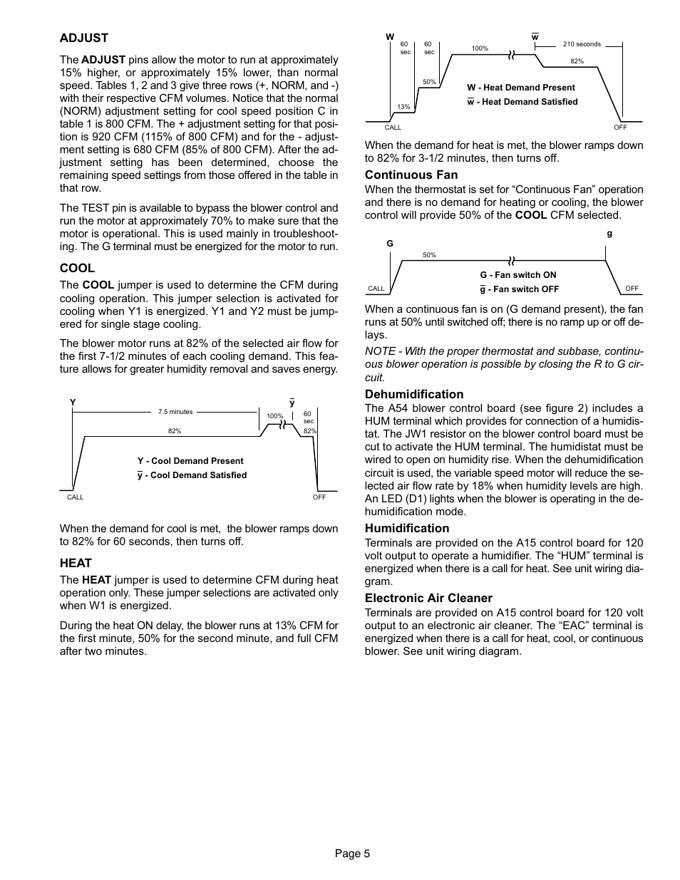 Adjust, Cool, Heat | Continuous fan, Dehumidification, Humidification, Electronic air cleaner | Lennox International Inc. o23v User Manual | Page 5 / 30