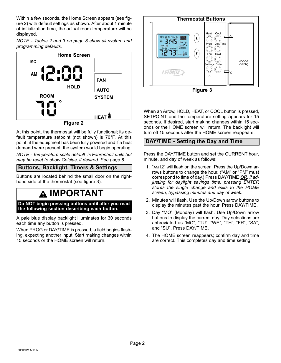 I2:00, Important | Lennox International Inc. 51M37 User Manual | Page 2 / 54