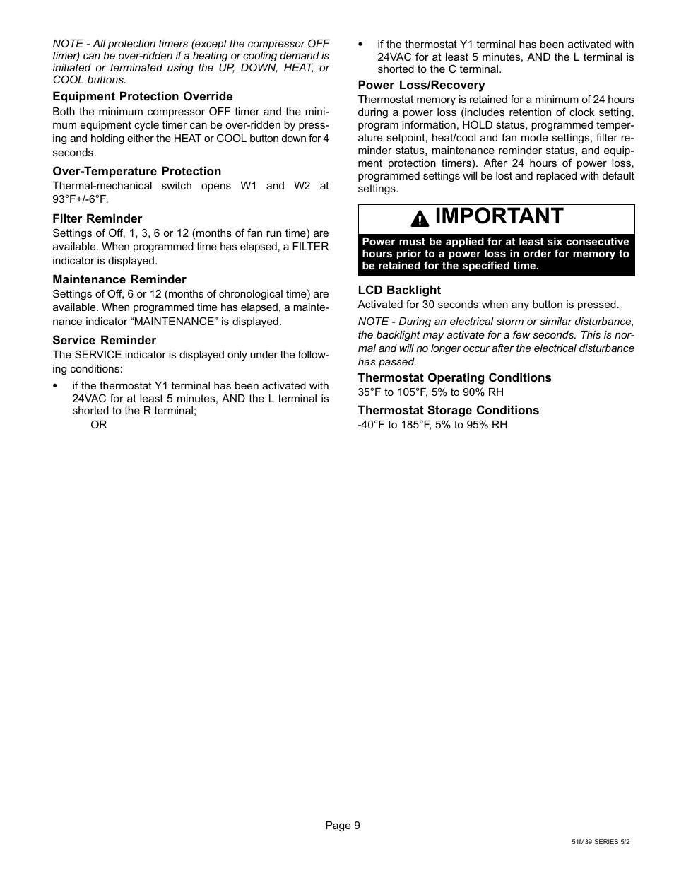 Important | Lennox International Inc. 51M37 User Manual | Page 35 / 54