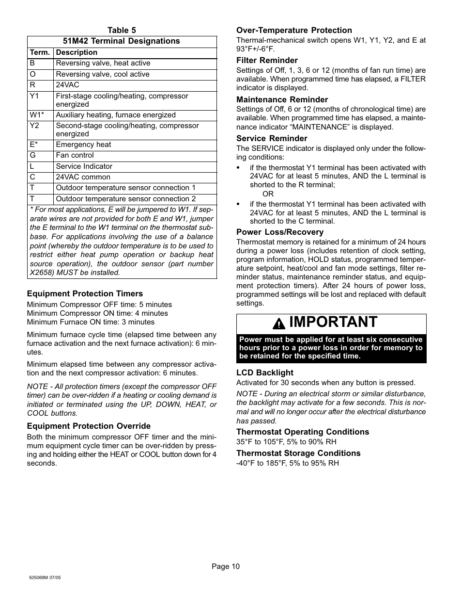 Important | Lennox International Inc. 51M37 User Manual | Page 46 / 54