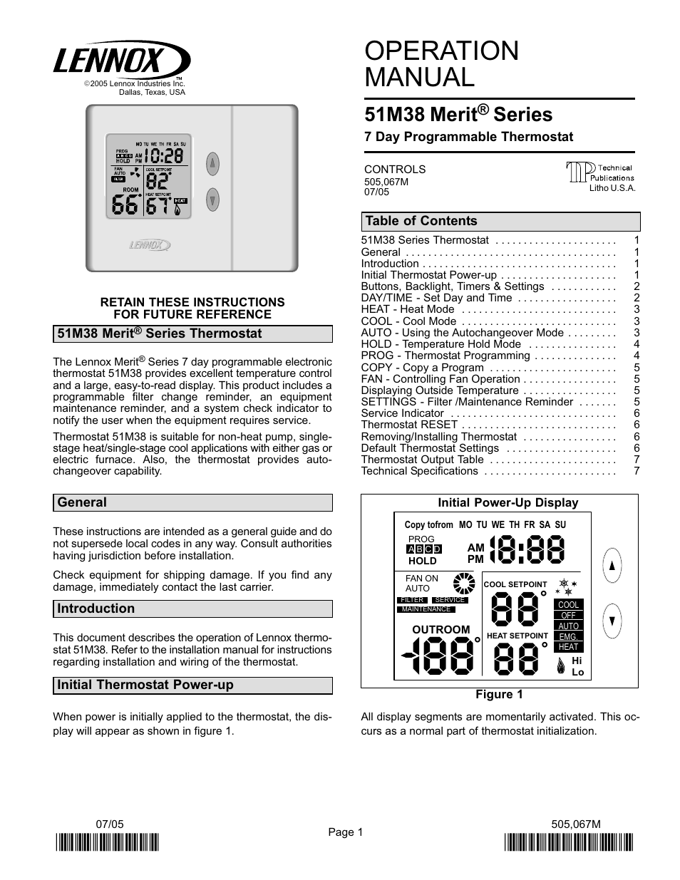 I8:88, Operation manual, 51m38 | Merit, Series | Lennox International Inc. 51M37 User Manual | Page 47 / 54