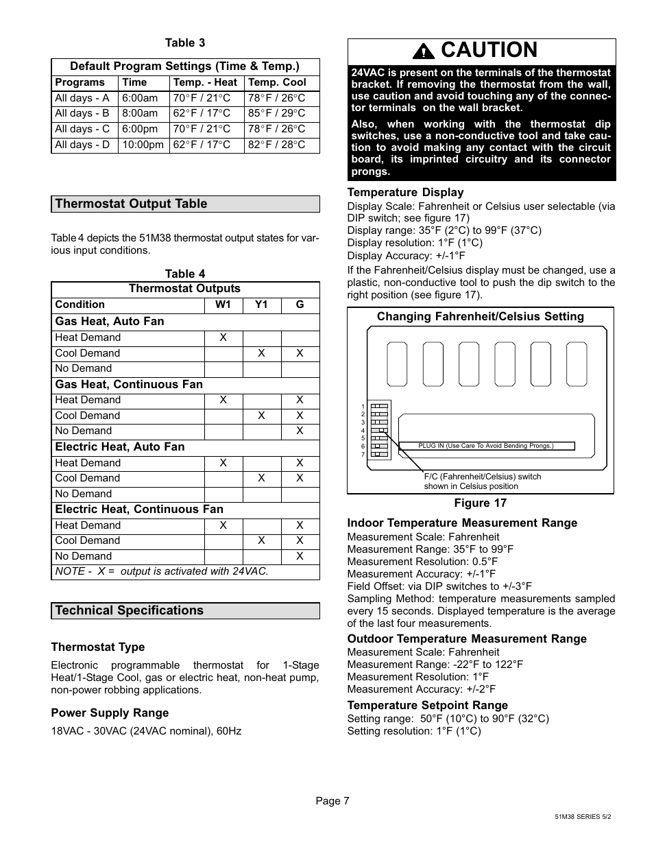 And 3), Able 3, Caution | Lennox International Inc. 51M37 User Manual | Page 53 / 54