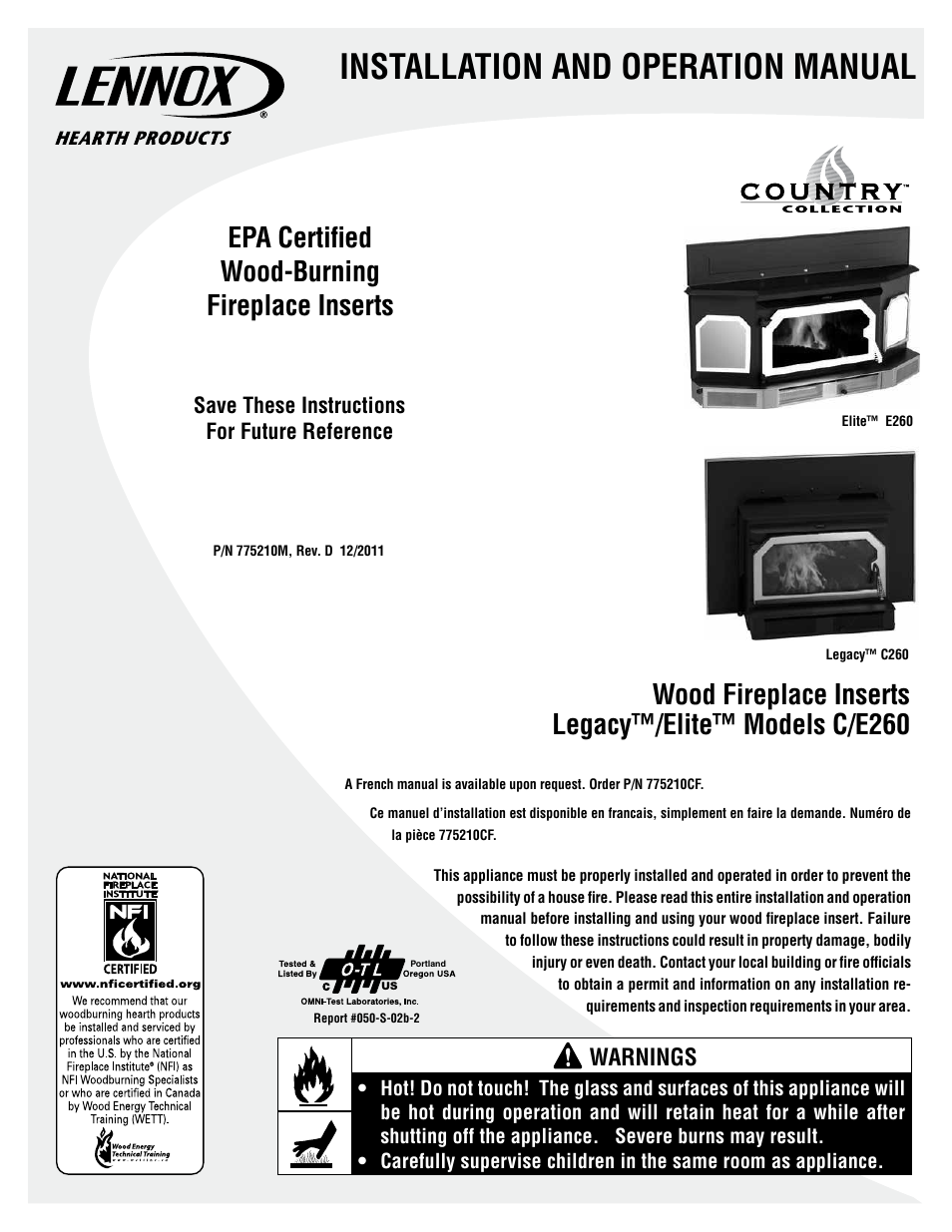 Lennox International Inc. LEGACY C260 User Manual | 26 pages