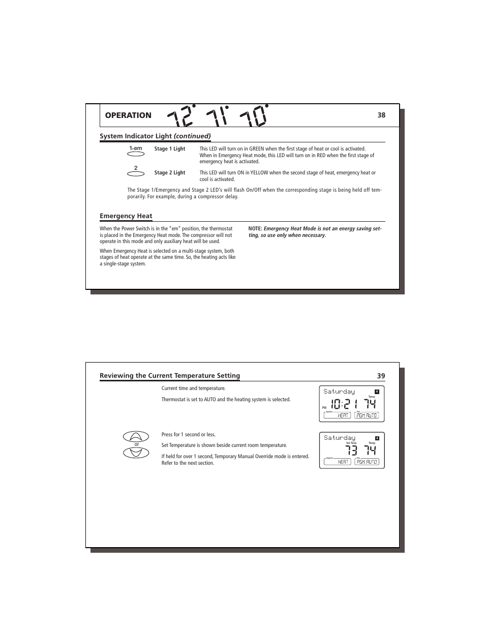 Operation, Saturday | Lennox International Inc. 43558 User Manual | Page 20 / 31