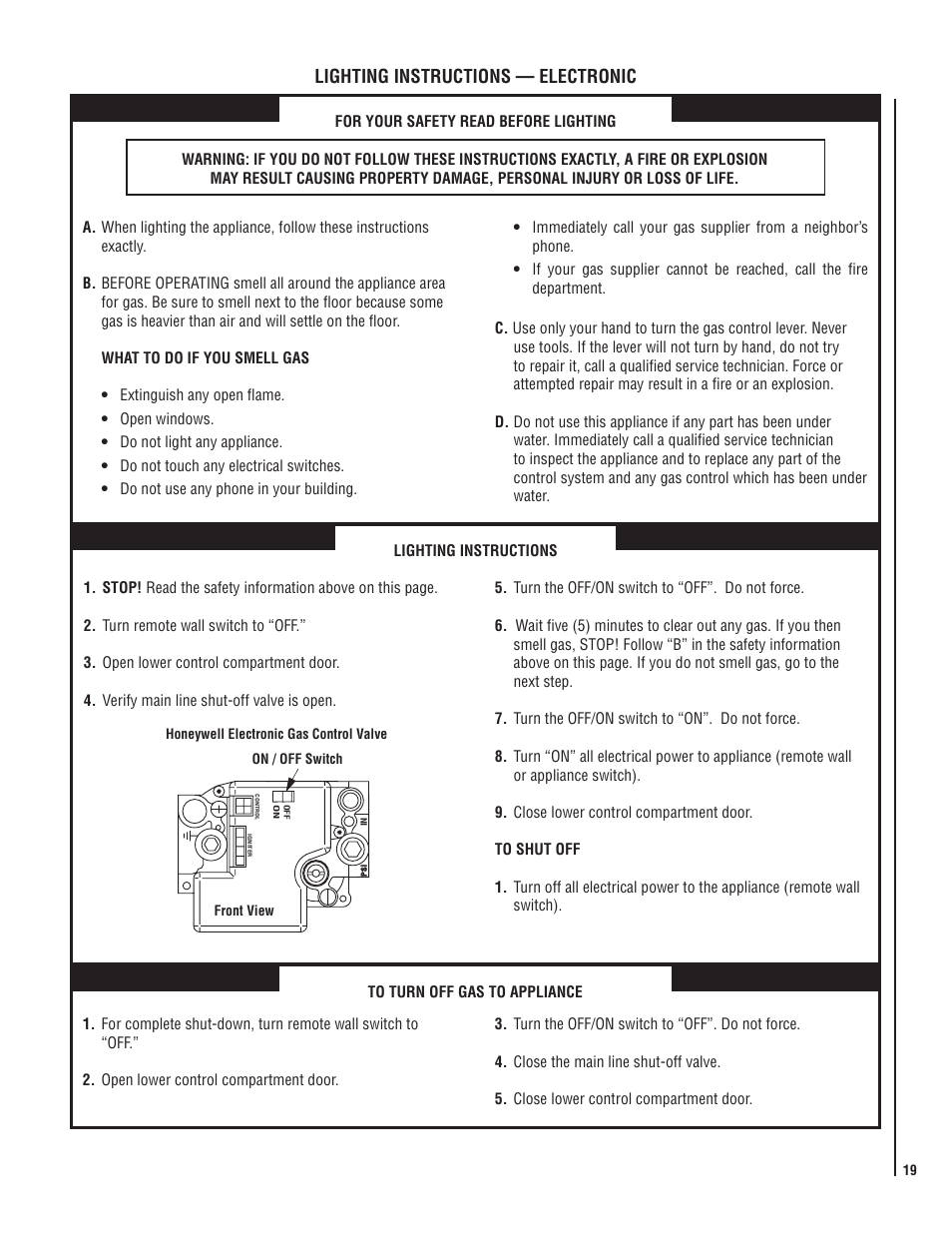 Lighting instructions — electronic | Lennox International Inc. MPB35ST-NM User Manual | Page 19 / 20