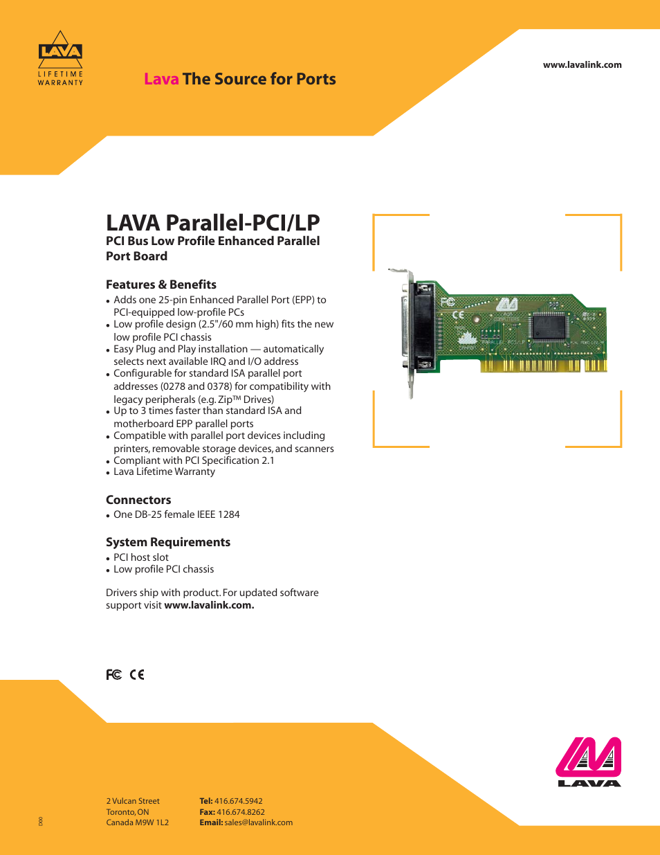 Lava Computer Enhanced Parallel Port Board User Manual | 1 page