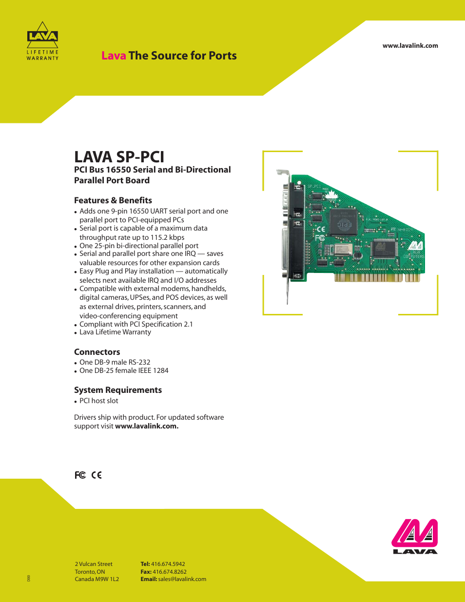 Lava Computer LAVA SP-PCI User Manual | 1 page