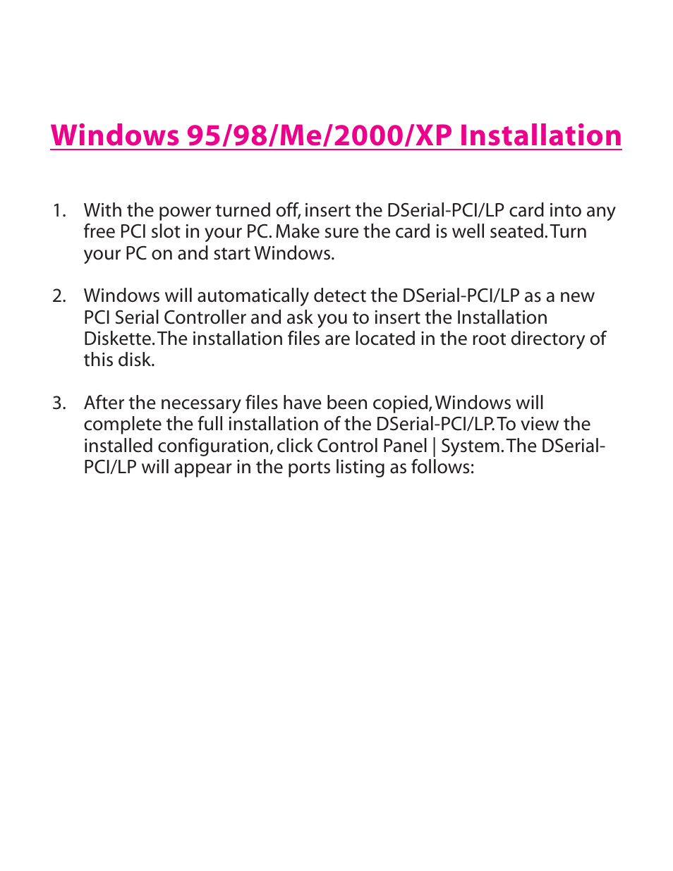 Lava Computer DSerial-PCI/LP Card User Manual | Page 4 / 8