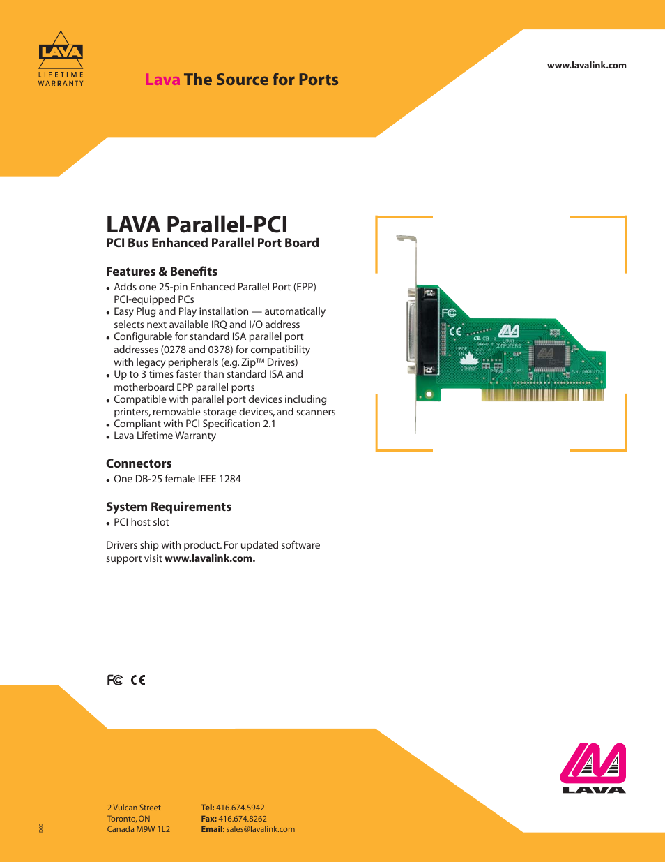 Lava Computer Parallel-PCI DB-25 User Manual | 1 page