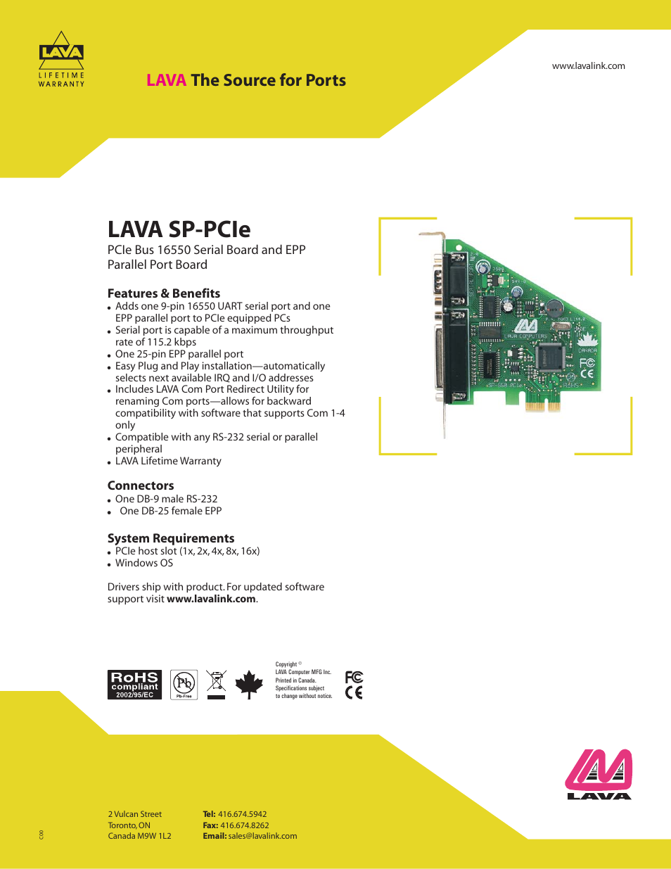 Lava Computer Lava Parallel LAVA SP-PCIe User Manual | 1 page