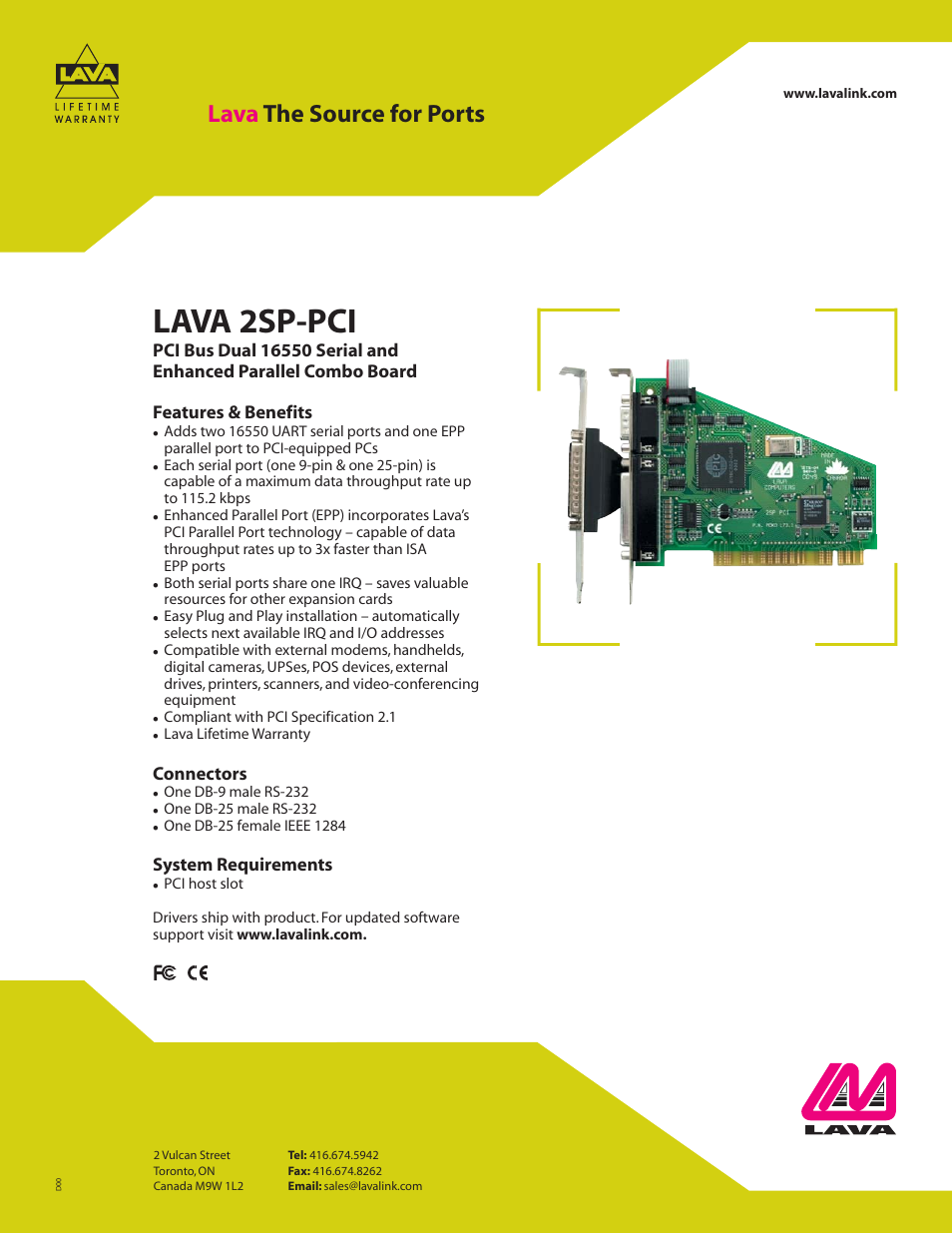 Lava Computer Lava 2SP-PCI User Manual | 1 page