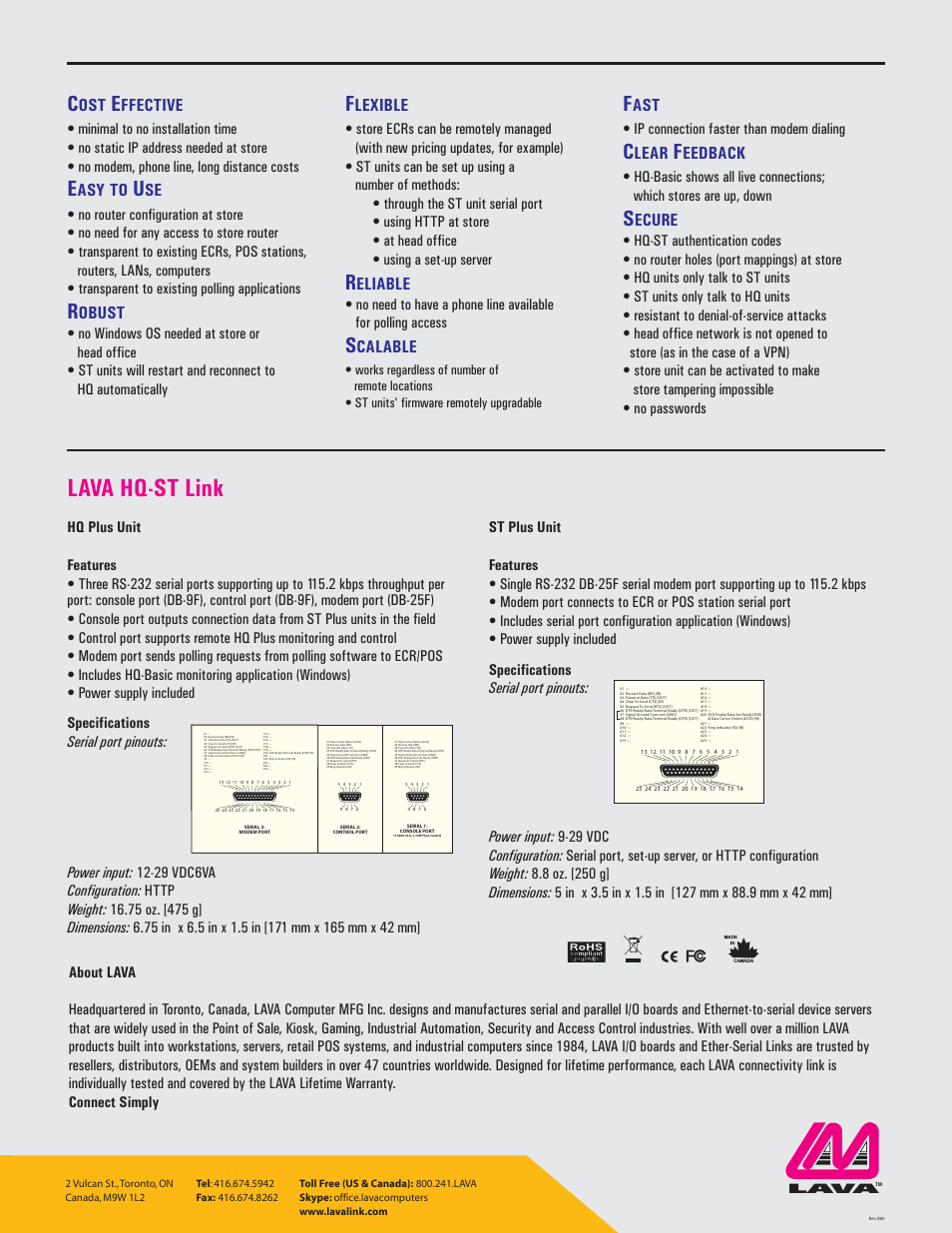 Lava hq-st link, Ffective, Asy to | Obust, Lexible, Eliable, Calable, Lear, Eedback, Ecure | Lava Computer HQ-ST Plus User Manual | Page 2 / 2