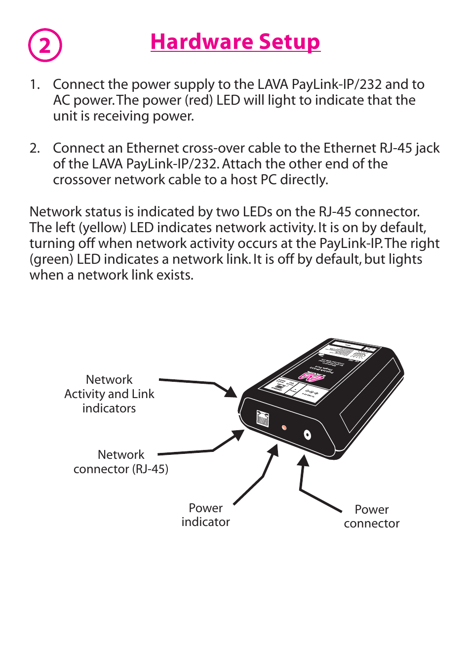 Hardware setup 2 | Lava Computer PAYLINK IP/232 User Manual | Page 3 / 16