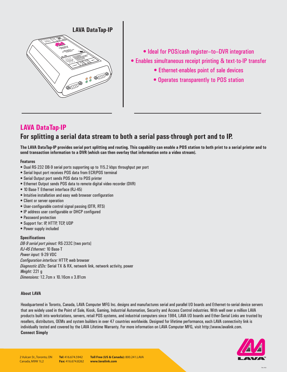 Lava Computer Lava DATATAP-IP User Manual | Page 2 / 2
