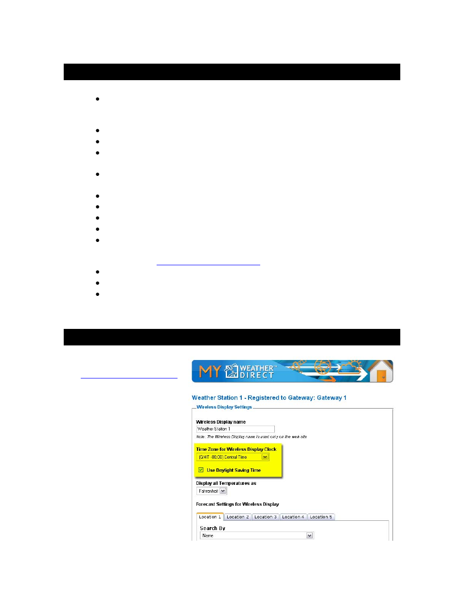 Features, Time setting on wireless display | La Crosse Technology WA-1240U User Manual | Page 10 / 31