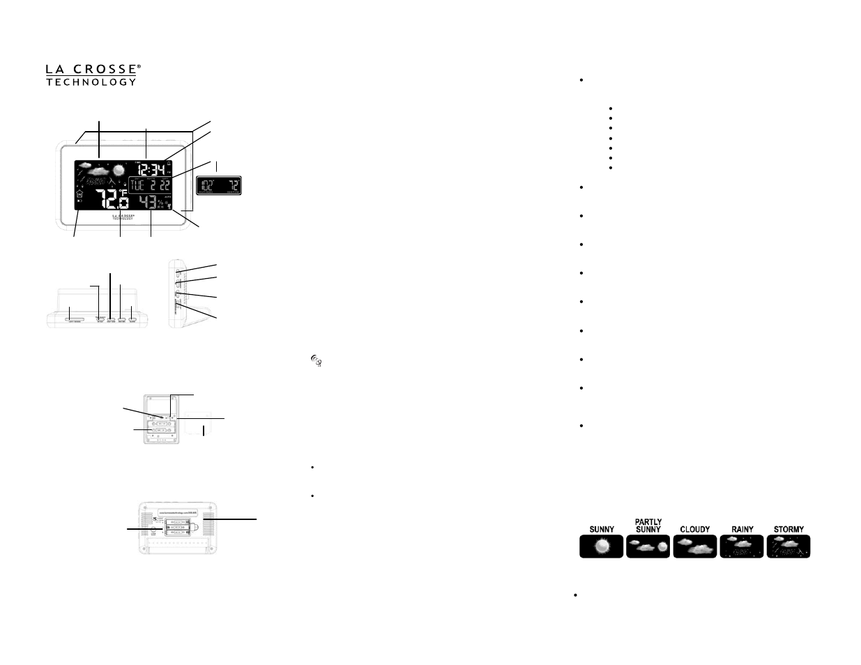 La Crosse Technology ATOMIC WEATHER STATION 308-805 COLOR WIRELESS User Manual | 2 pages