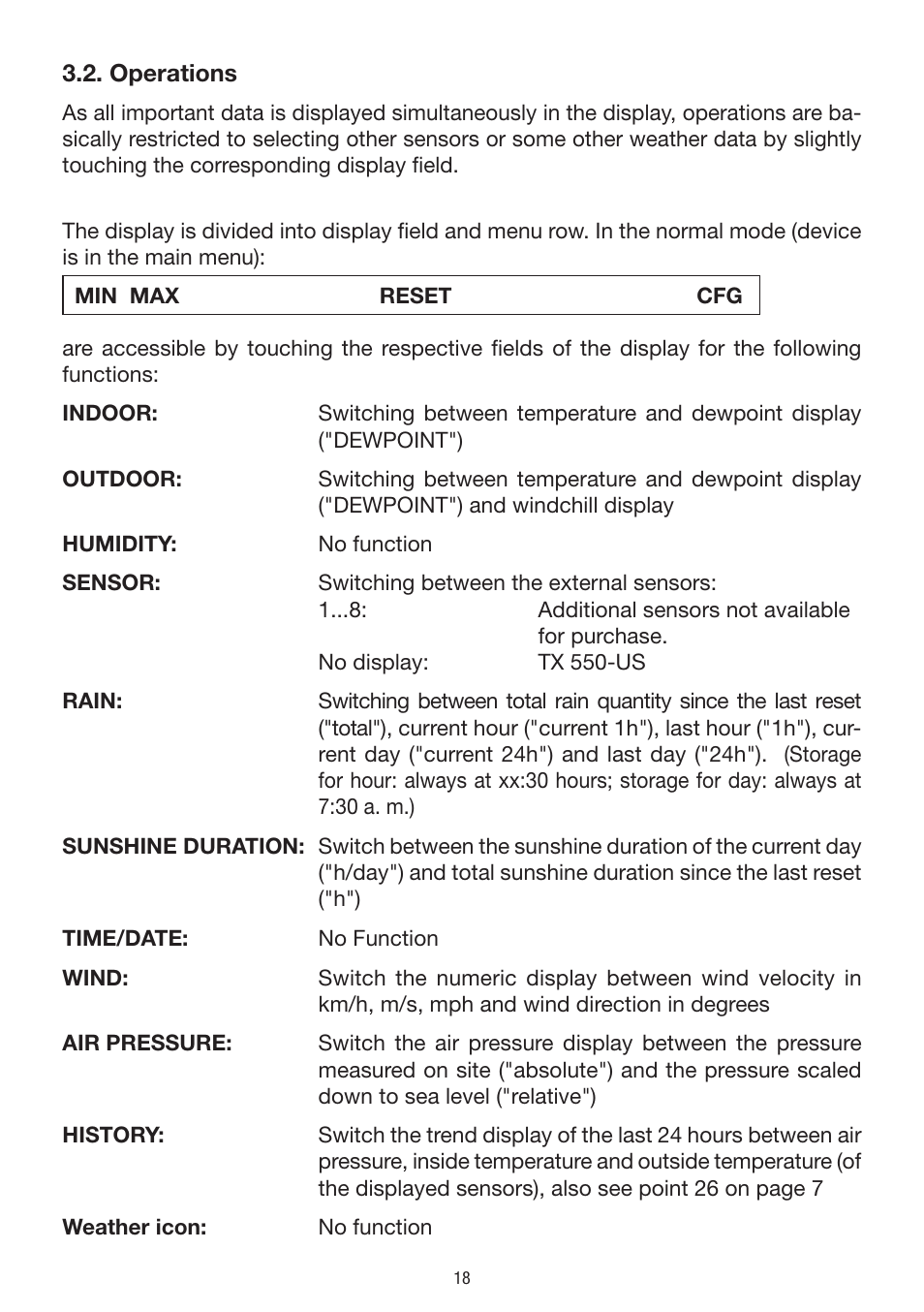 La Crosse Technology WS 550 US User Manual | Page 18 / 64