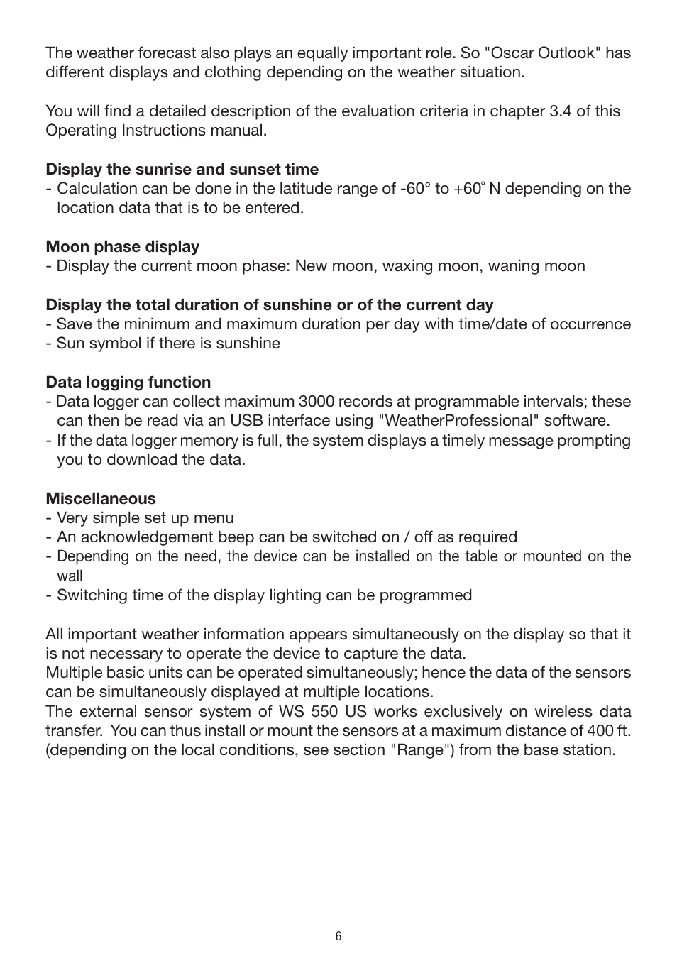 Preparatory work | La Crosse Technology WS 550 US User Manual | Page 6 / 64