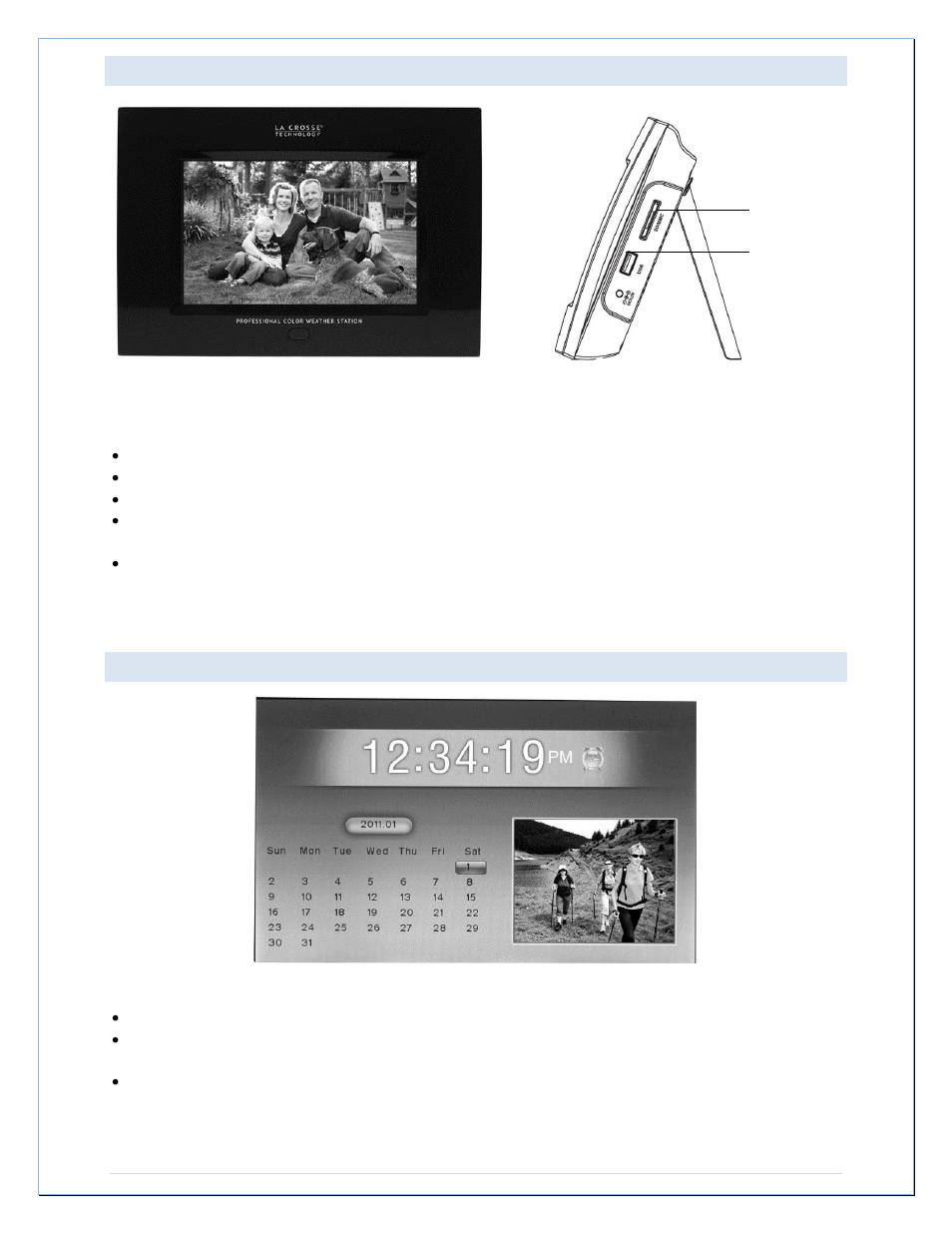 Photo mode, Calendar mode | La Crosse Technology 308-807 User Manual | Page 22 / 28